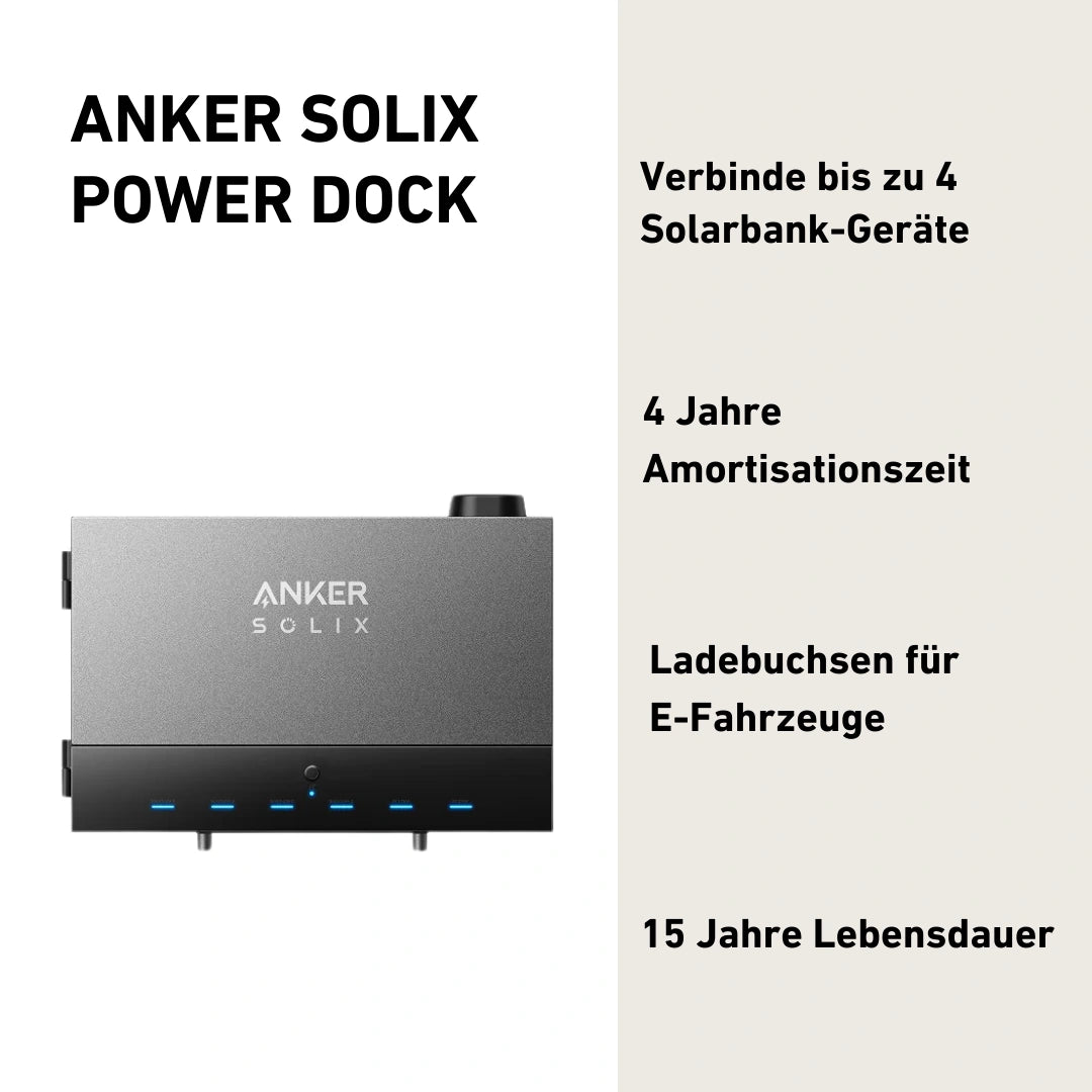 Anker Solix Power Dock Produktbild mit Produktinformationen