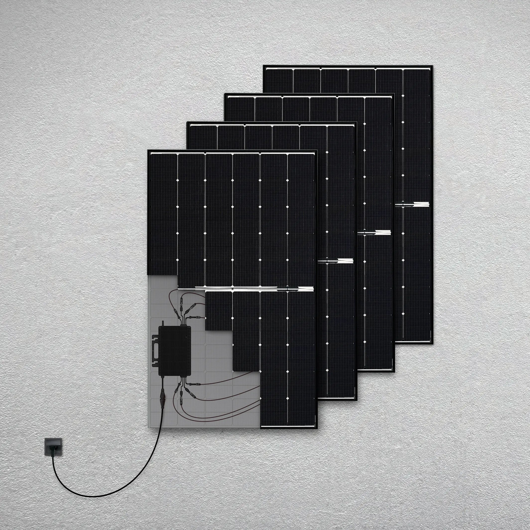 Balkonstrom Basic Pure 1800 bifaziales Balkonkraftwerk Produktbild vier Solarmodule