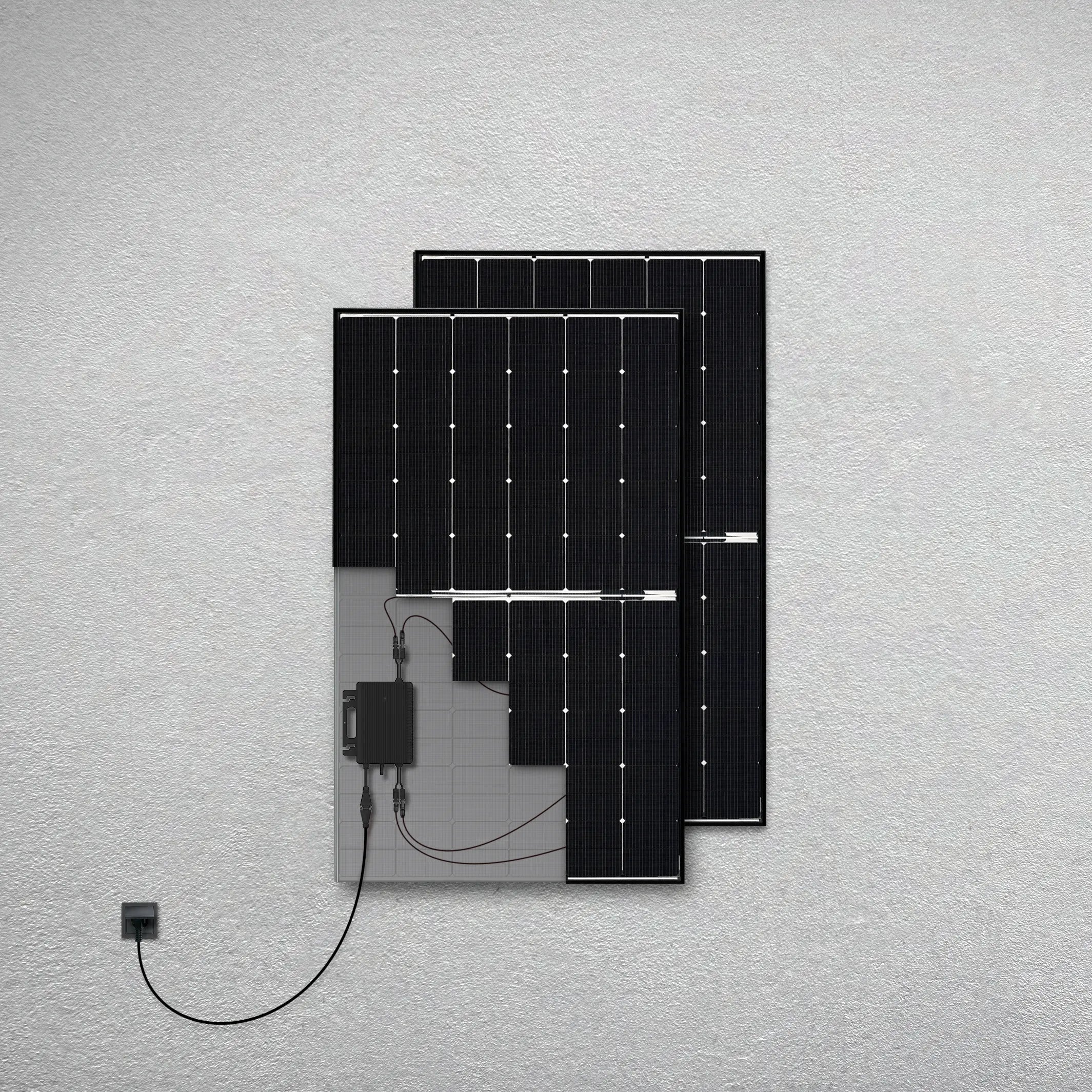 Balkonstrom Basic Pure 900 bifaziales Balkonkraftwerk Produktbild zwei Solarmodule