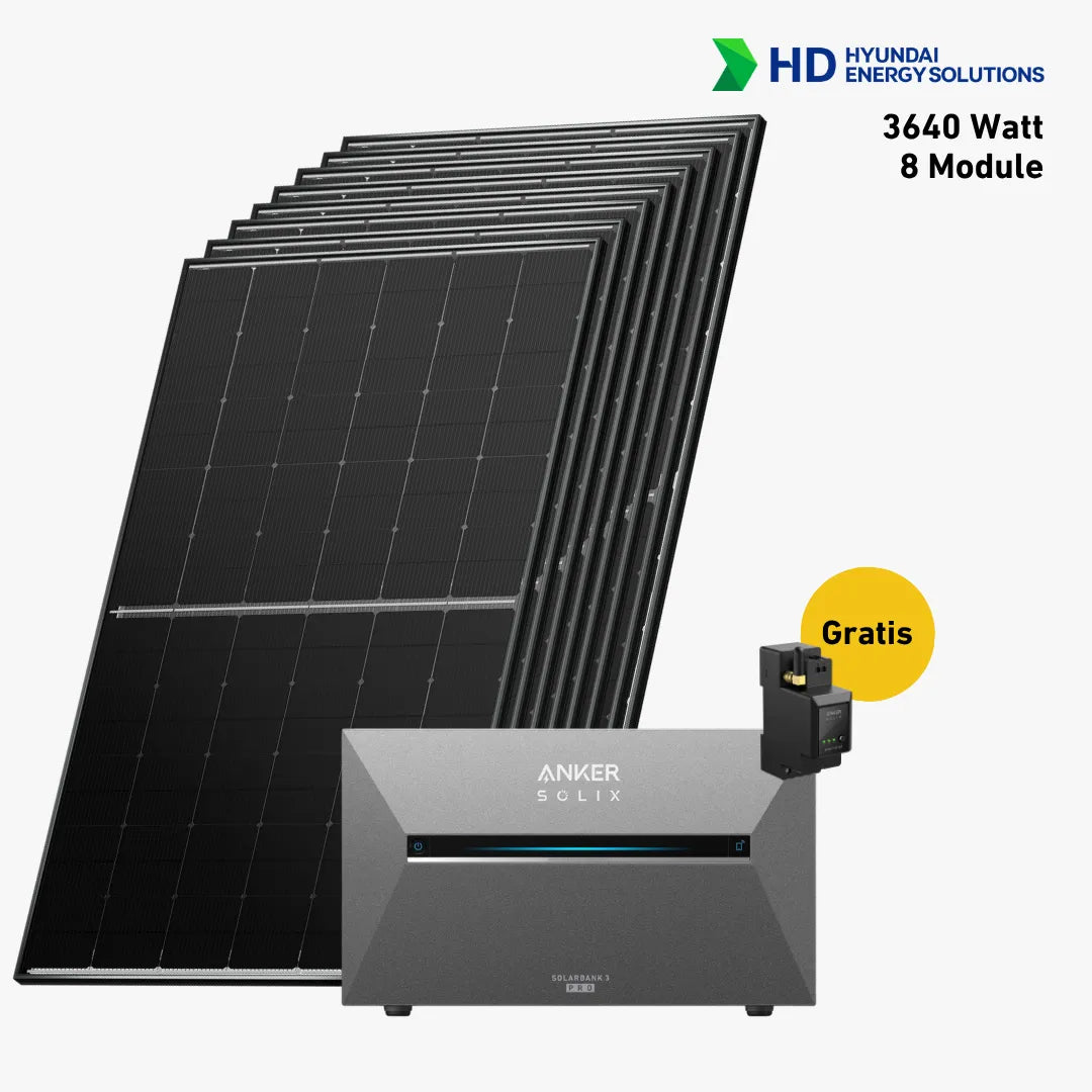 basic Set 3600 Watt mit Anker Solix 3 E2700 Speicher, Sehr Gut Icon und Gratis Anker Smartmeter