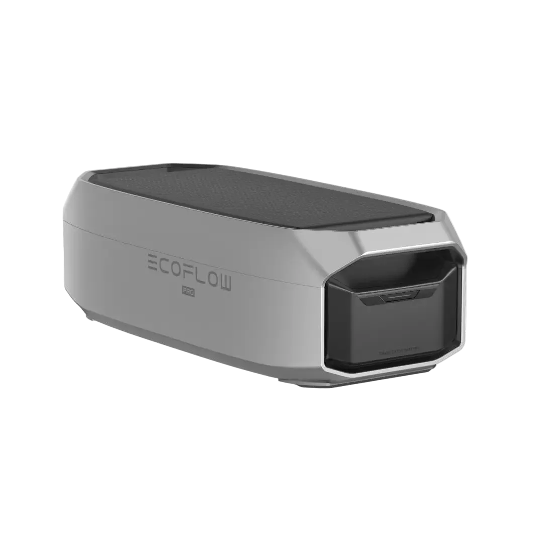 EcoFlow Delta Pro Zusatzbatterie mit grauem Gehäuse, ideal für die Erweiterung von tragbaren Energieversorgungssystemen