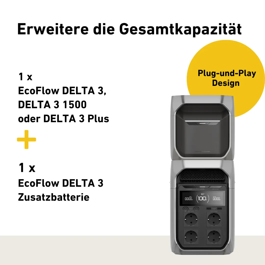 Produktbild Ecoflow Delta 3 Stromspeicher mit Ecoflow Delta 3 Zusatzbatterie