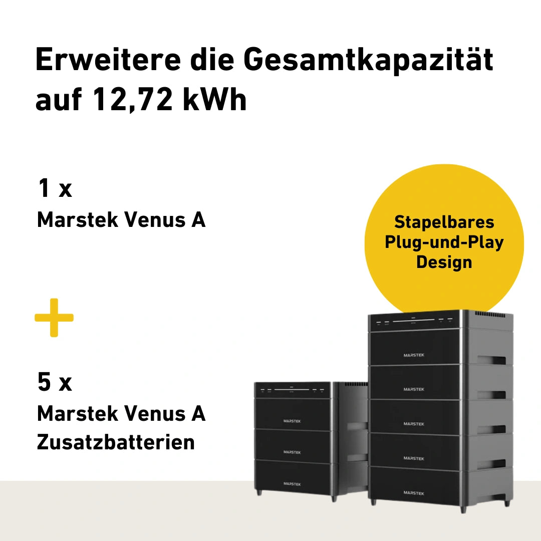 Marstek Venus A Produktbild mit Produktinfos zur Erweiterbarkeit