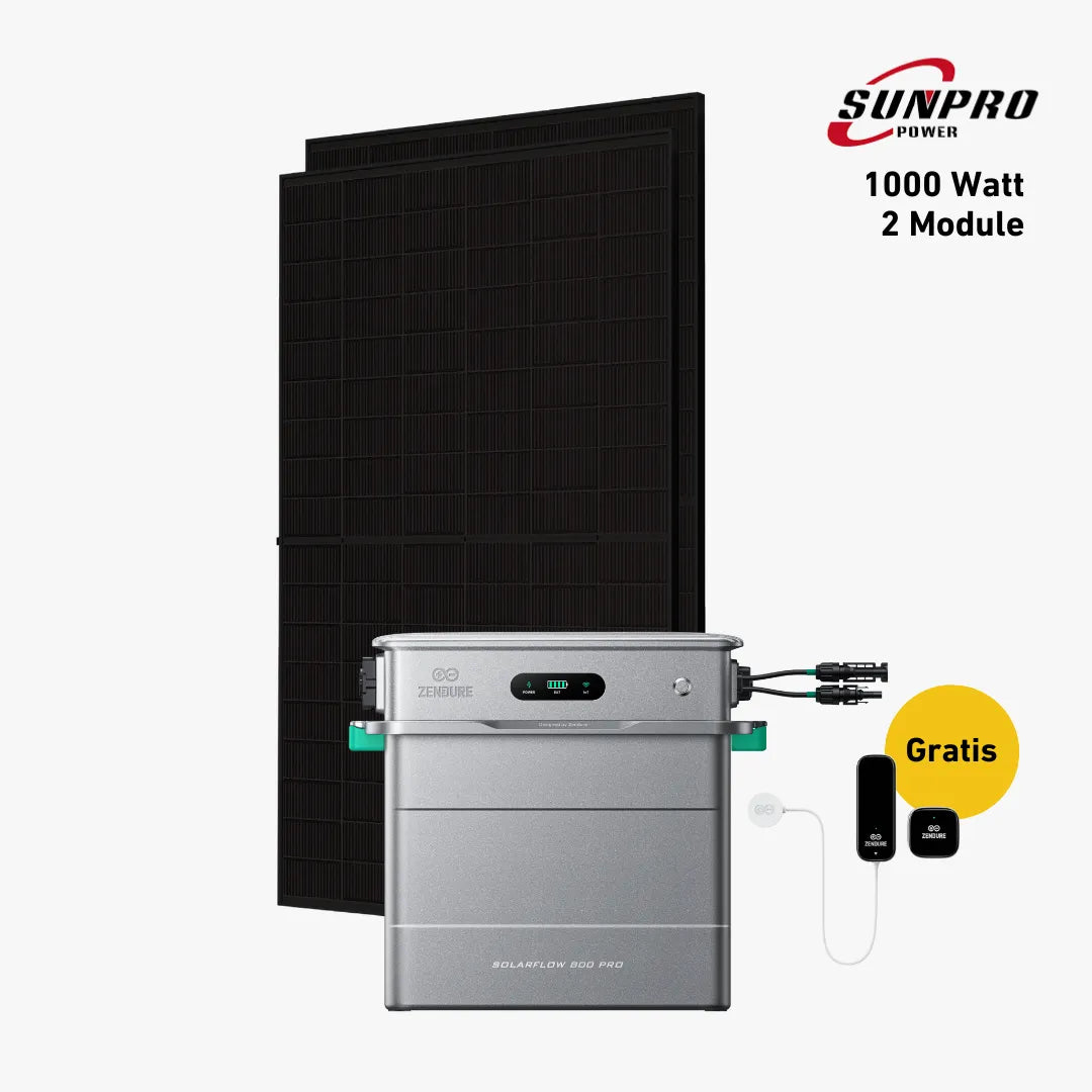 Max Set 1000 Watt mit Zendure Solarflow 800 Pro Speicher, Sehr Gut Label und Gratis Zendure Smartmeter