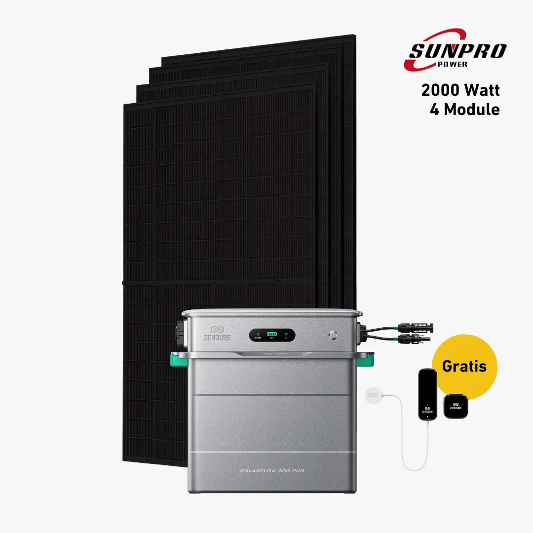 Max Set 2000 Watt mit Zendure Solarflow 800 Pro Speicher, Sehr Gut Label und Gratis Zendure Smartmeter