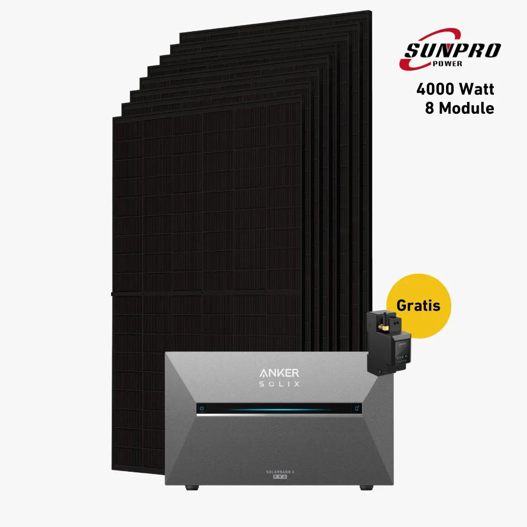 Max Set 4000 Watt mit Anker Solix 3 E2700 Speicher, Sehr Gut Icon und Gratis Anker Smartmeter