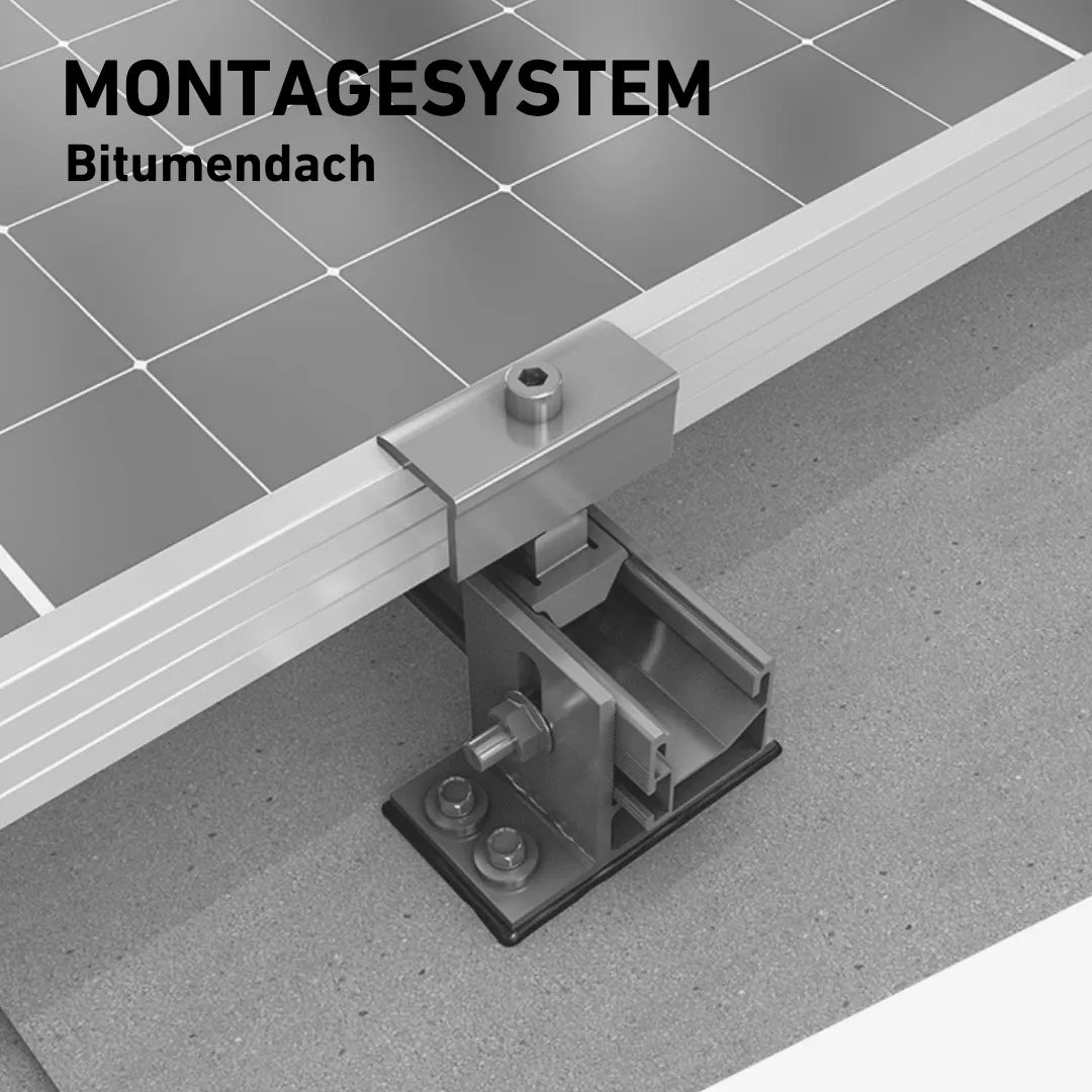 Balkonstrom Montagesystem Bitumendach Detailbild