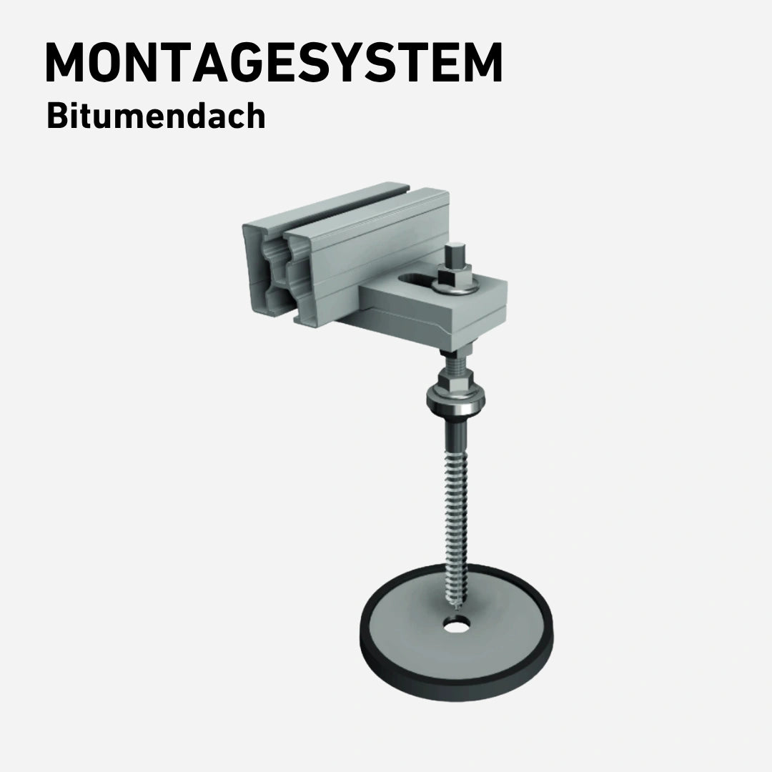 Balkonstrom Montagesystem Bitumendach Detailbild
