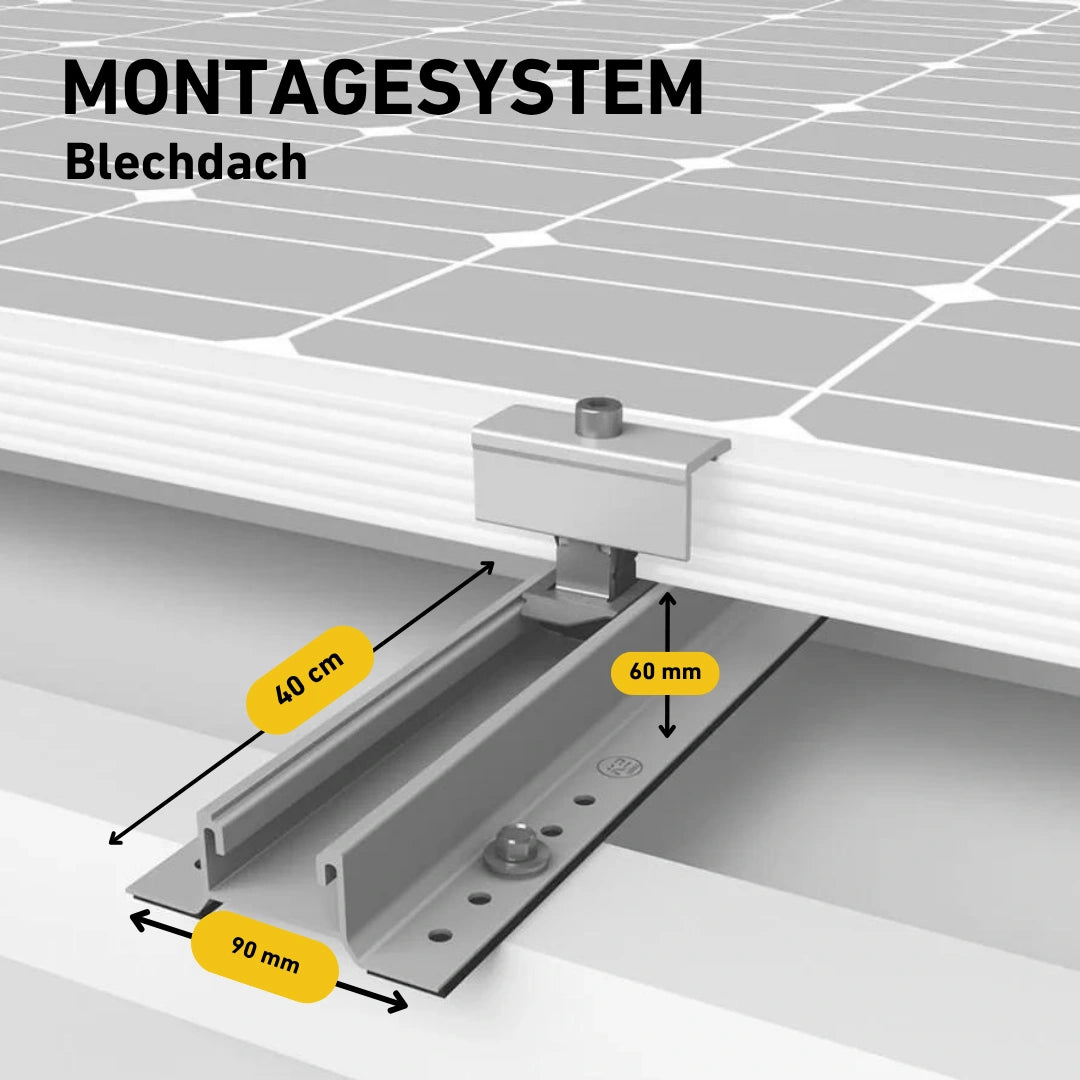 Balkonkraftwerk Montagesystem Blechdach Produktbild Darstellung