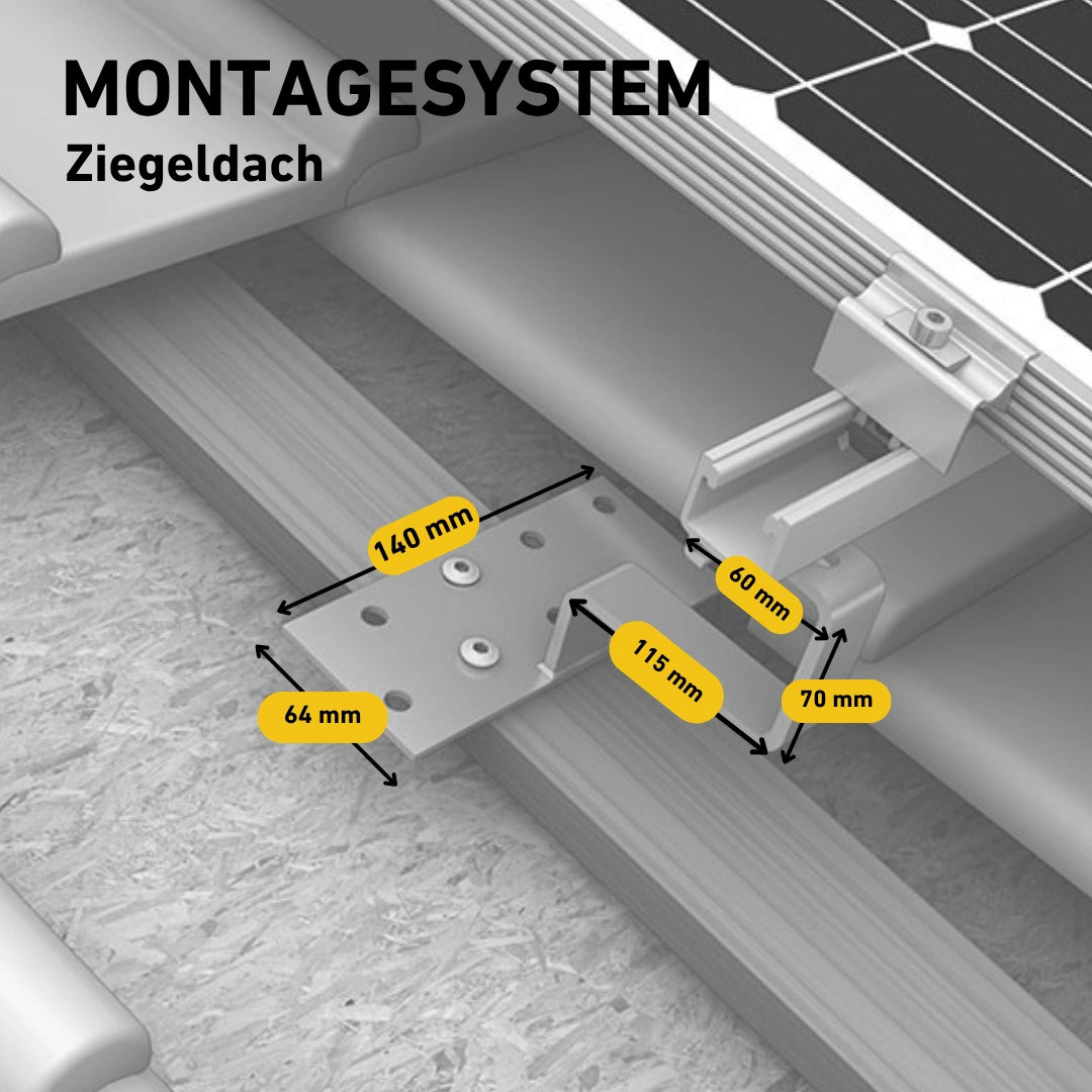 Balkonkraftwerk Montagesystem Ziegeldach Produktbild Darstellung