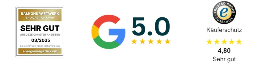 Sehr gut Beweertung, Käuferschutz Label, 5 Sterne