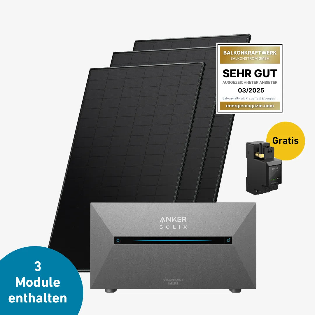 Premium 800 Plus Set drei Solarmodule mit Anker Solix Speicher