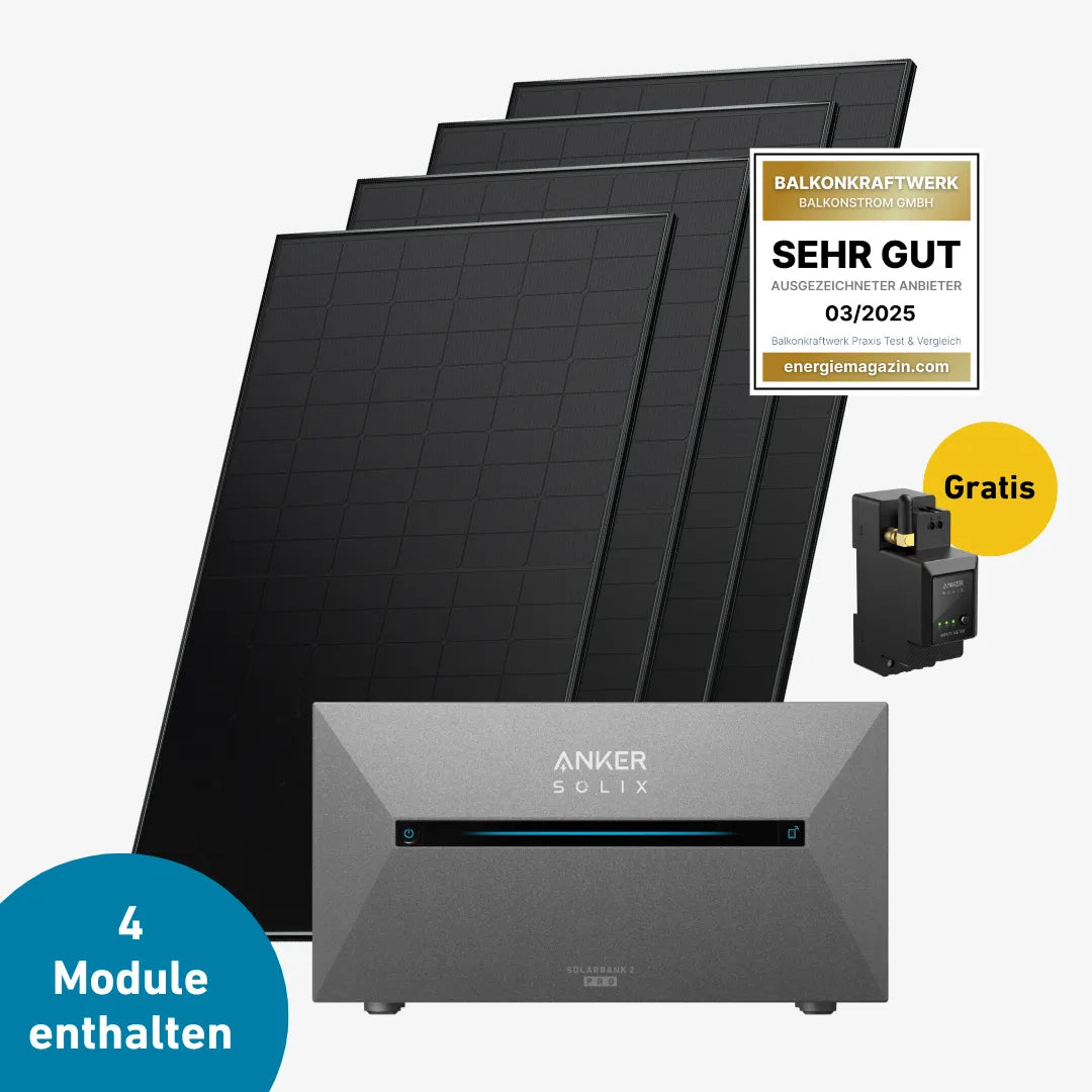 Premium 800 Plus Set vier Solarmodule mit Anker Solix Speicher