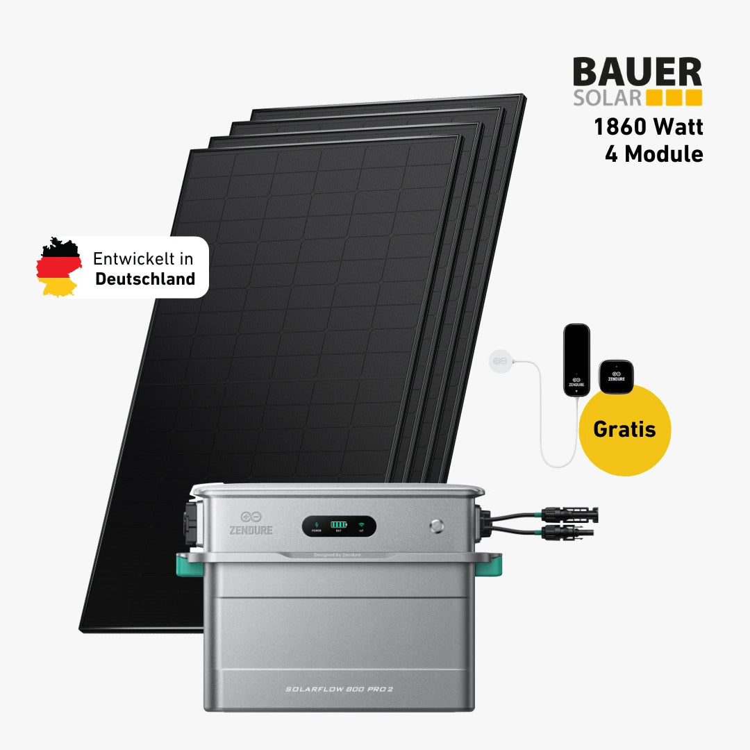 Premium Set 1860 Watt mit Zendure Solarflow 800 Pro 2 Speicher, Sehr Gut Label und Gratis Zendure Smartmeter