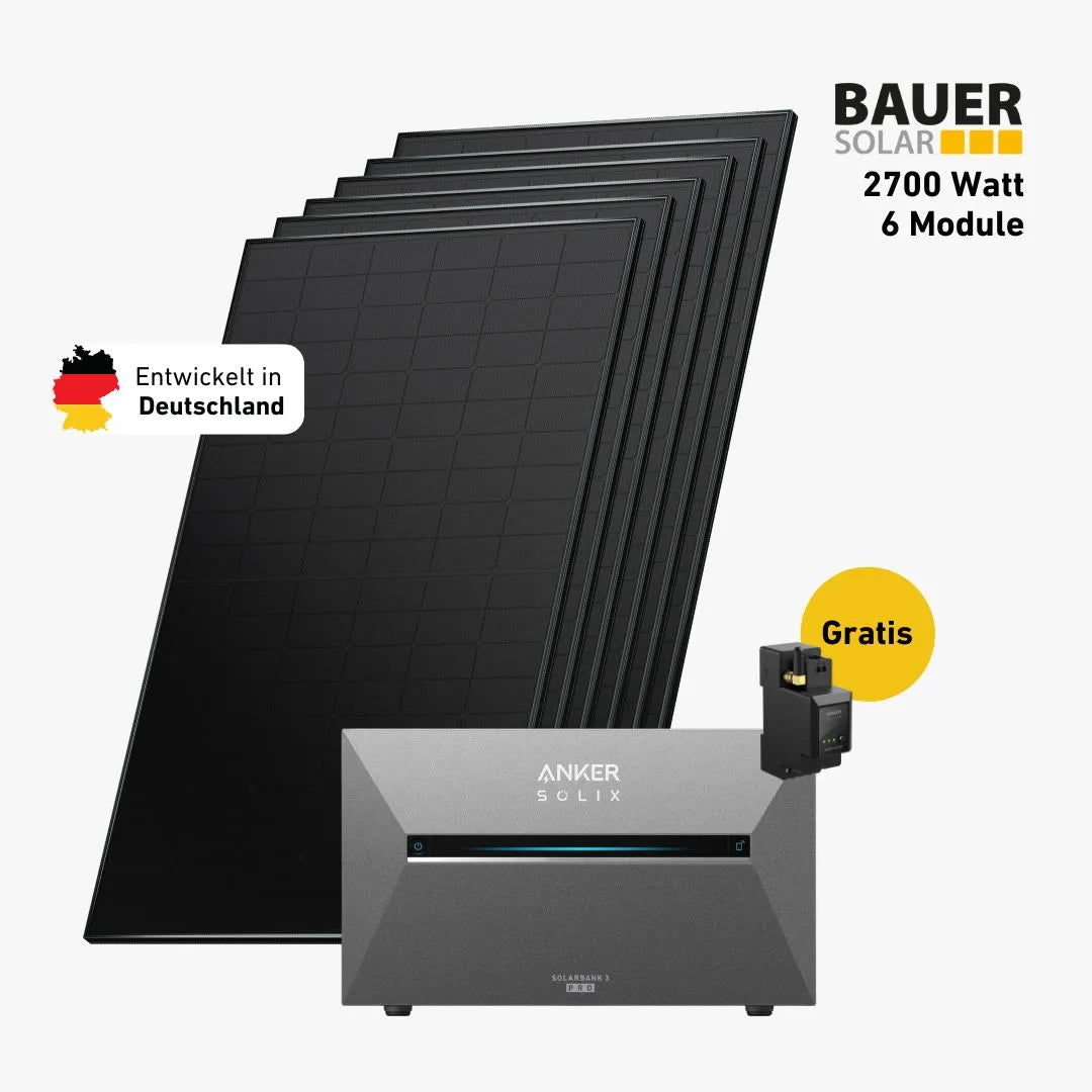 Premium Set 2400 Watt mit Anker Solix 3 E2700 Speicher, Sehr Gut Icon und Gratis Anker Smartmeter