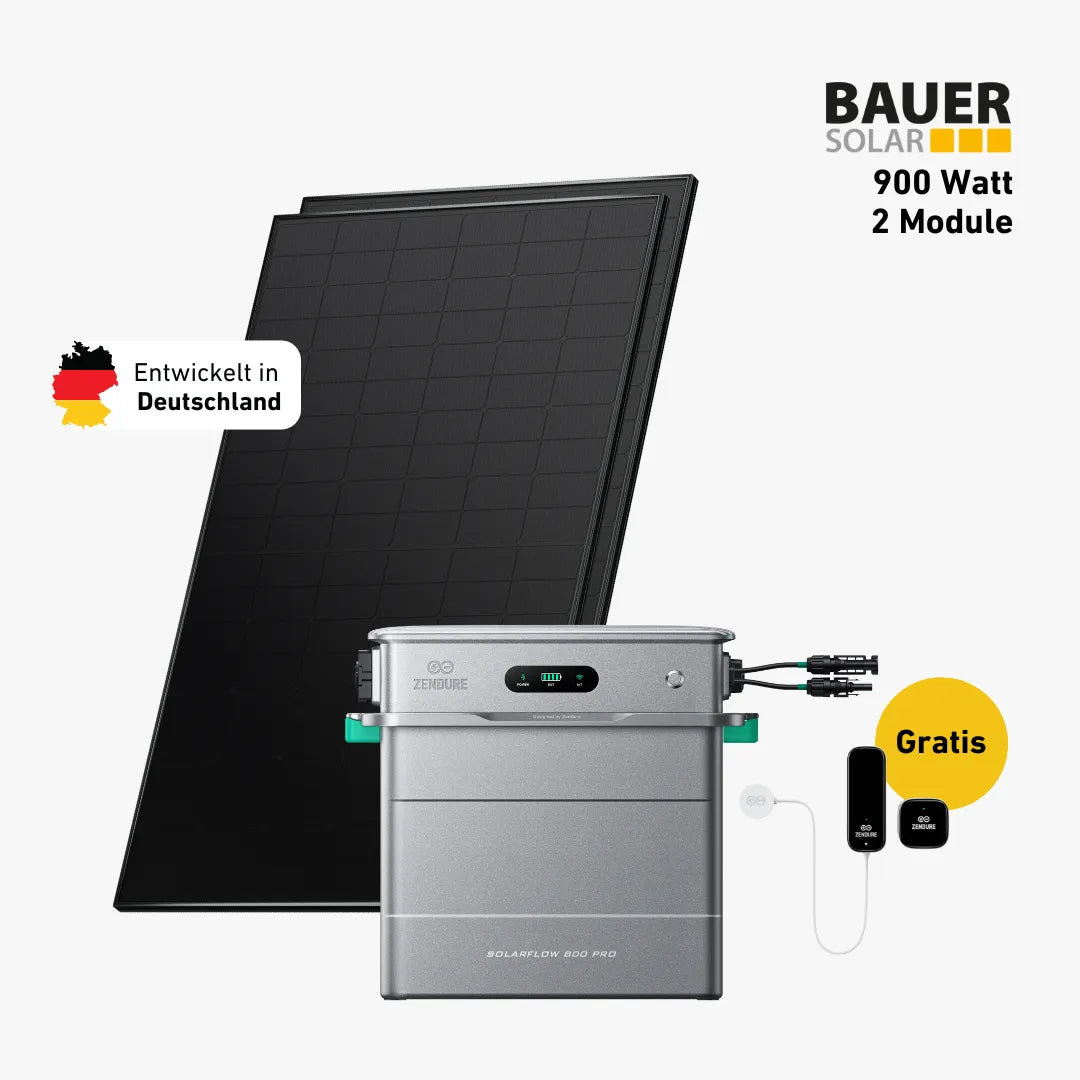 Premium Set 900 Watt mit Zendure Solarflow 800 Pro Speicher, Sehr Gut Label und Gratis Zendure Smartmeter
