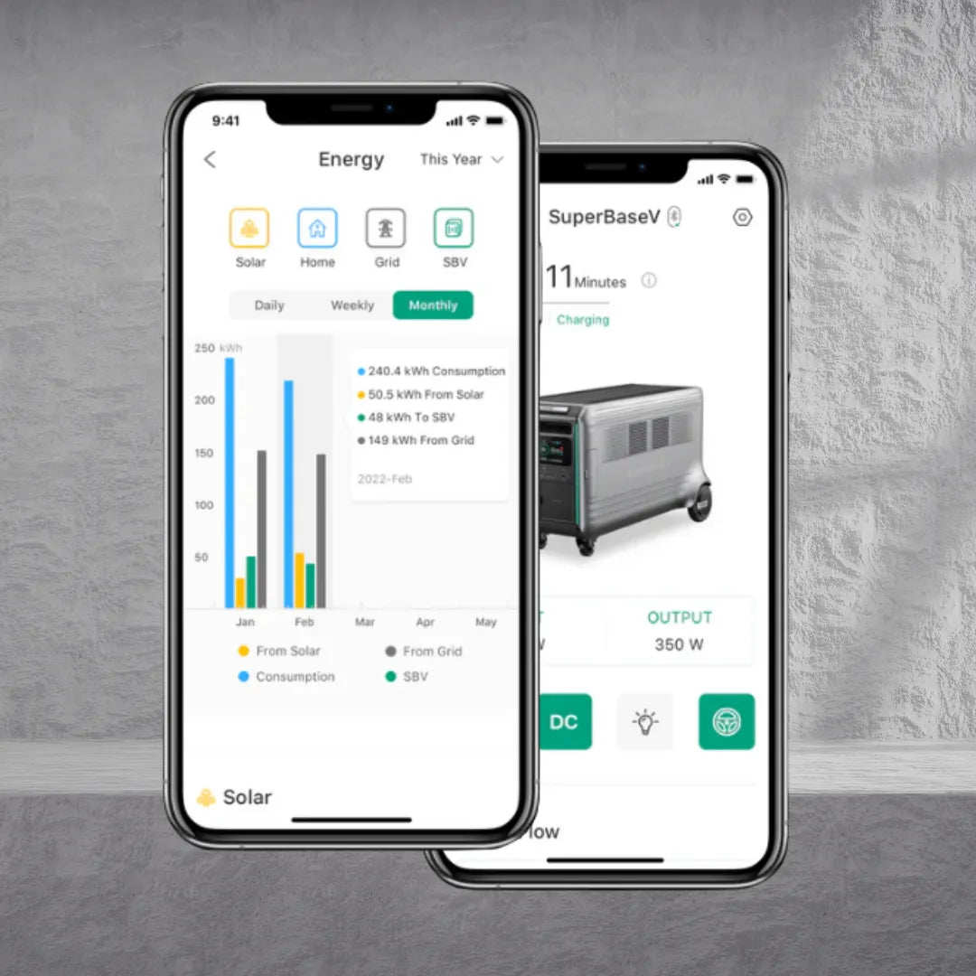 Zwei Smarphones mit Zendure App am Bildschirm