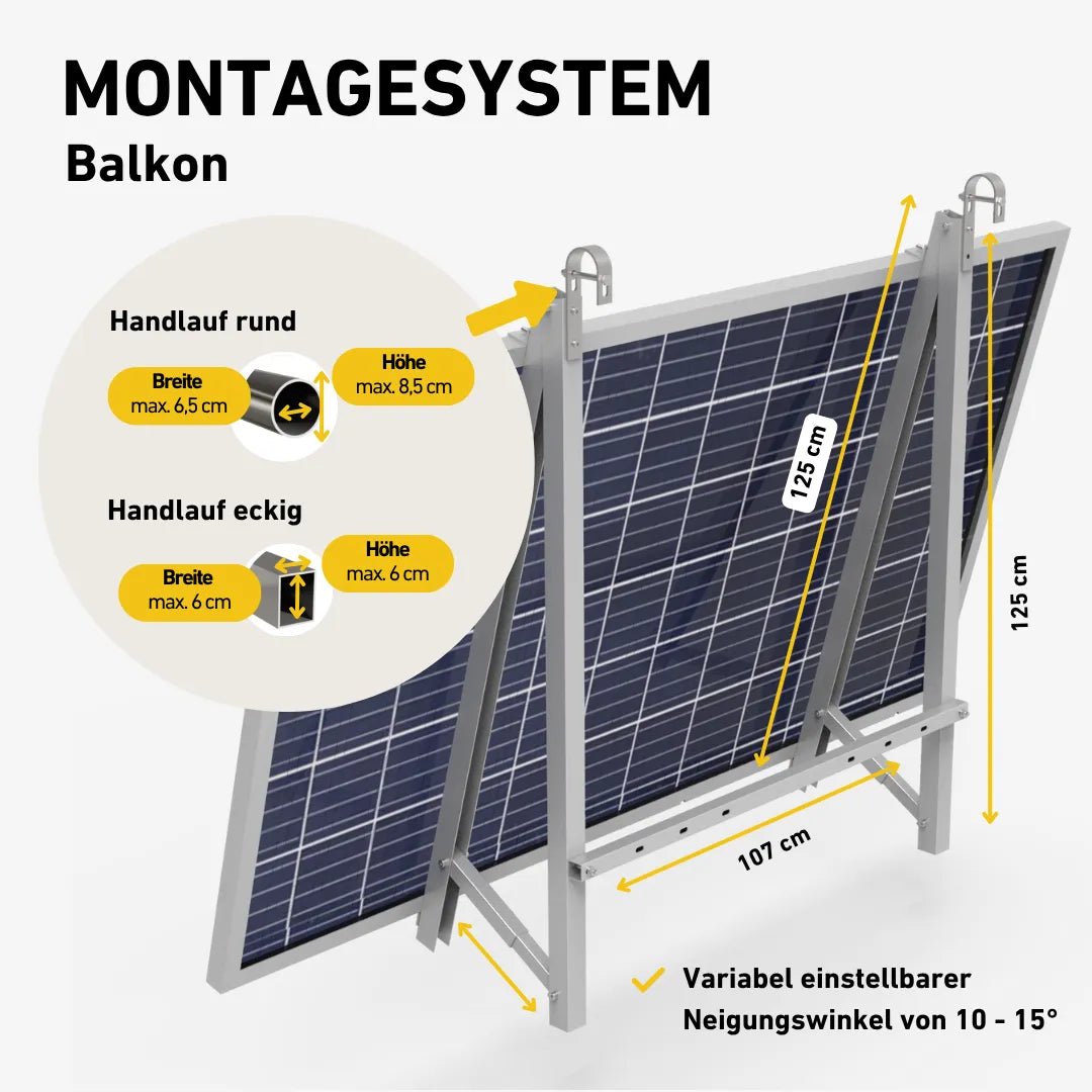 Balkonkraftwerk Montagesystem Balkon Produktbild Darstellung