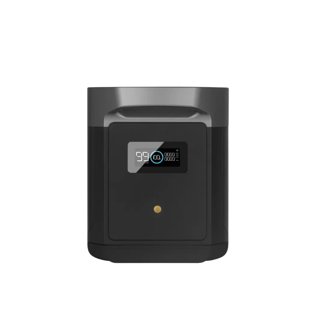 EcoFlow Delta 2 Max Zusatzbatterie auf weißem Hintergrund.