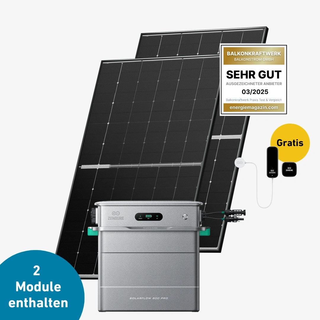 Basic Set 900 Watt mit Zendure Solarflow 800 Pro Speicher, Sehr Gut Label und Gratis Zendure Smartmeter