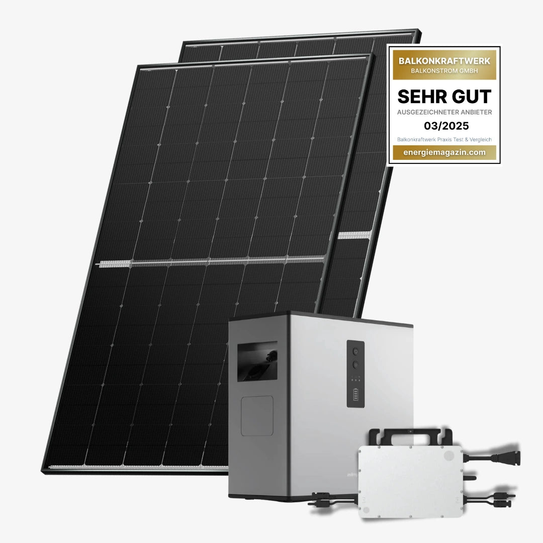 Zwei Solarmodule 800 Watt mit Hoymiles MS-A2 Stromspeicher und HMS-800W 2 T Wechselrichter