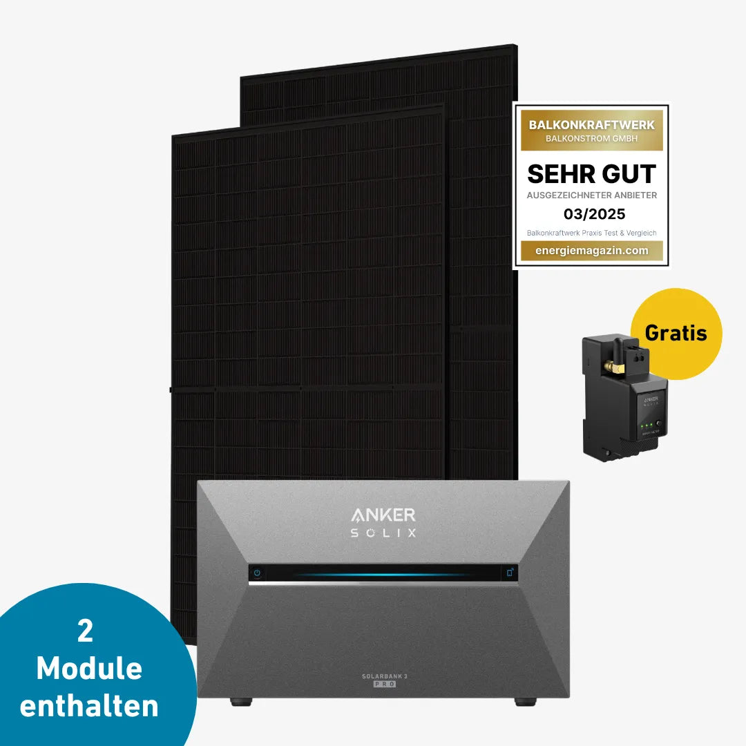 Max 1000 bifazial Pro (mit Anker SOLIX Solarbank 3 E2700 Pro)