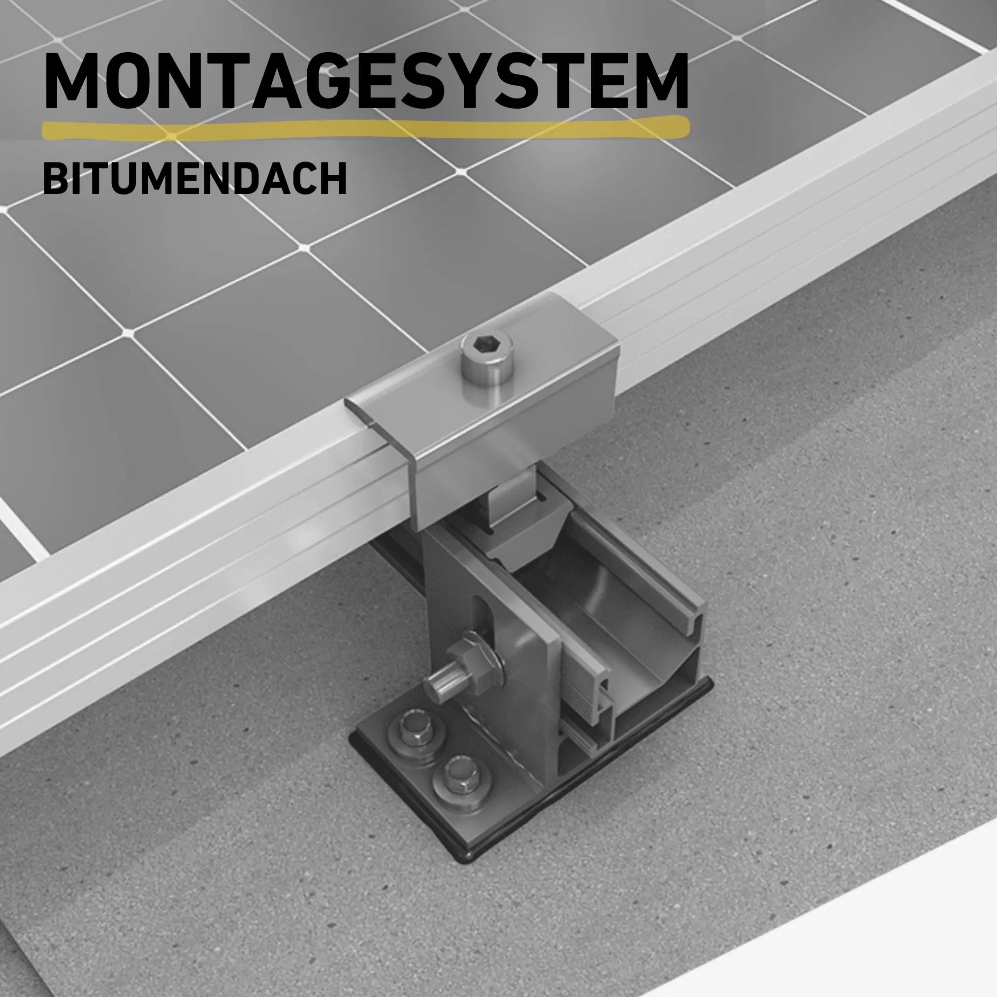 Balkonstrom Montagesystem Bitumendach Detailbild